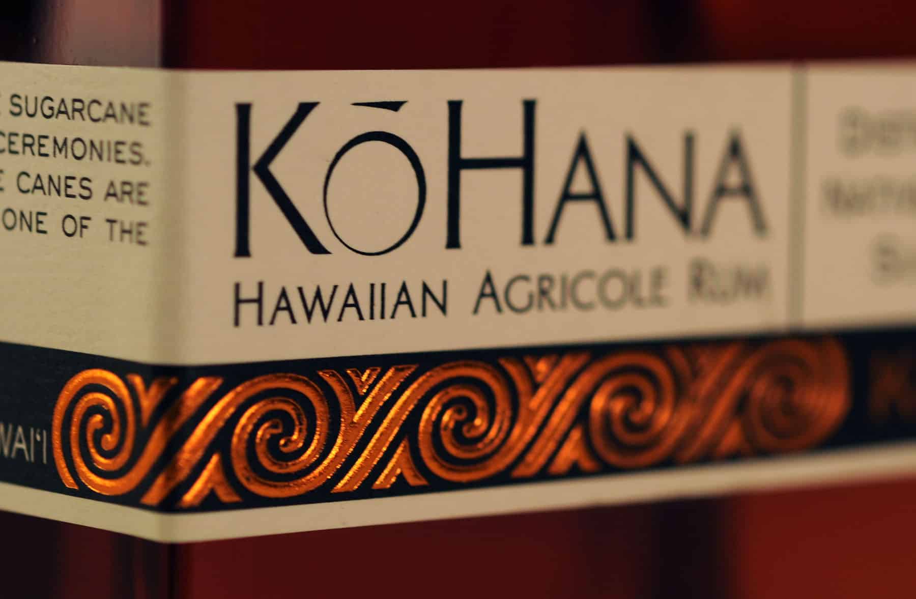 Kō Hana Hawaiian Agricole Rum label close up