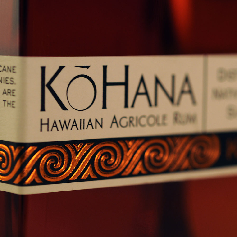 Kō Hana Hawaiian Agricole Rum label